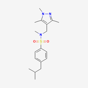 molecular formula C18H27N3O2S B14921393 N-methyl-4-(2-methylpropyl)-N-[(1,3,5-trimethyl-1H-pyrazol-4-yl)methyl]benzenesulfonamide 