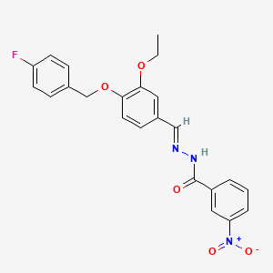 molecular formula C23H20FN3O5 B14921464 N'-[(E)-{3-ethoxy-4-[(4-fluorobenzyl)oxy]phenyl}methylidene]-3-nitrobenzohydrazide 