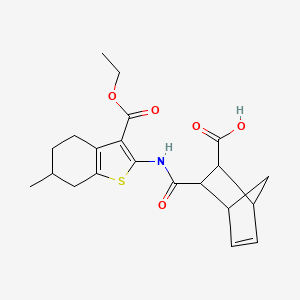 molecular formula C21H25NO5S B14921472 3-({[3-(Ethoxycarbonyl)-6-methyl-4,5,6,7-tetrahydro-1-benzothien-2-yl]amino}carbonyl)bicyclo[2.2.1]hept-5-ene-2-carboxylic acid 