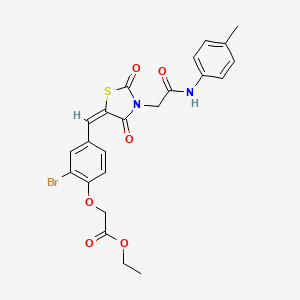 ethyl {2-bromo-4-[(E)-(3-{2-[(4-methylphenyl)amino]-2-oxoethyl}-2,4-dioxo-1,3-thiazolidin-5-ylidene)methyl]phenoxy}acetate