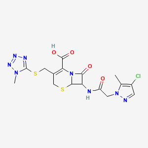 7-{[(4-chloro-5-methyl-1H-pyrazol-1-yl)acetyl]amino}-3-{[(1-methyl-1H-tetrazol-5-yl)sulfanyl]methyl}-8-oxo-5-thia-1-azabicyclo[4.2.0]oct-2-ene-2-carboxylic acid