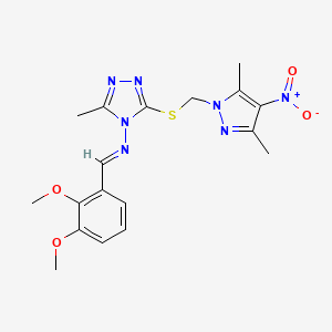 N-[(E)-(2,3-dimethoxyphenyl)methylidene]-3-{[(3,5-dimethyl-4-nitro-1H-pyrazol-1-yl)methyl]sulfanyl}-5-methyl-4H-1,2,4-triazol-4-amine