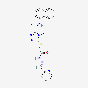 2-({4-methyl-5-[1-(naphthalen-1-ylamino)ethyl]-4H-1,2,4-triazol-3-yl}sulfanyl)-N'-[(E)-(6-methylpyridin-2-yl)methylidene]acetohydrazide