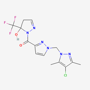 {1-[(4-chloro-3,5-dimethyl-1H-pyrazol-1-yl)methyl]-1H-pyrazol-3-yl}[5-hydroxy-5-(trifluoromethyl)-4,5-dihydro-1H-pyrazol-1-yl]methanone