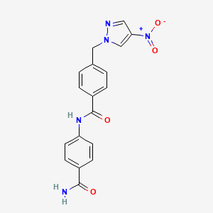 N-(4-carbamoylphenyl)-4-[(4-nitro-1H-pyrazol-1-yl)methyl]benzamide