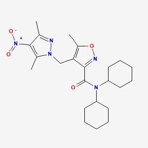 N,N-dicyclohexyl-4-[(3,5-dimethyl-4-nitro-1H-pyrazol-1-yl)methyl]-5-methyl-1,2-oxazole-3-carboxamide