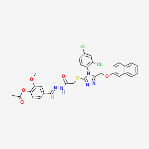 4-[(E)-{2-[({4-(2,4-dichlorophenyl)-5-[(naphthalen-2-yloxy)methyl]-4H-1,2,4-triazol-3-yl}sulfanyl)acetyl]hydrazinylidene}methyl]-2-methoxyphenyl acetate