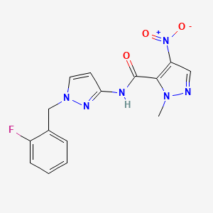 molecular formula C15H13FN6O3 B14921792 N-[1-(2-fluorobenzyl)-1H-pyrazol-3-yl]-1-methyl-4-nitro-1H-pyrazole-5-carboxamide 