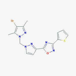 5-{1-[(4-bromo-3,5-dimethyl-1H-pyrazol-1-yl)methyl]-1H-pyrazol-3-yl}-3-(thiophen-2-yl)-1,2,4-oxadiazole