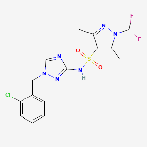 molecular formula C15H15ClF2N6O2S B14921840 N-[1-(2-chlorobenzyl)-1H-1,2,4-triazol-3-yl]-1-(difluoromethyl)-3,5-dimethyl-1H-pyrazole-4-sulfonamide CAS No. 1005630-28-3