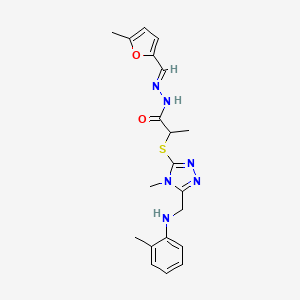 N'-[(E)-(5-methylfuran-2-yl)methylidene]-2-[(4-methyl-5-{[(2-methylphenyl)amino]methyl}-4H-1,2,4-triazol-3-yl)sulfanyl]propanehydrazide