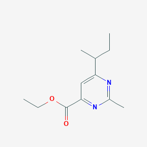 molecular formula C12H18N2O2 B1492196 6-(丁基-2-基)-2-甲基嘧啶-4-羧酸乙酯 CAS No. 2098038-53-8