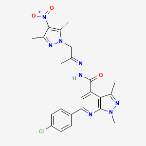 6-(4-chlorophenyl)-N'-[(2E)-1-(3,5-dimethyl-4-nitro-1H-pyrazol-1-yl)propan-2-ylidene]-1,3-dimethyl-1H-pyrazolo[3,4-b]pyridine-4-carbohydrazide