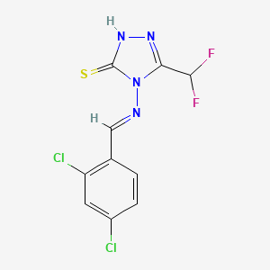 molecular formula C10H6Cl2F2N4S B14921987 4-{[(E)-(2,4-dichlorophenyl)methylidene]amino}-5-(difluoromethyl)-4H-1,2,4-triazole-3-thiol 