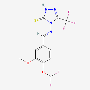 4-({(E)-[4-(difluoromethoxy)-3-methoxyphenyl]methylidene}amino)-5-(trifluoromethyl)-4H-1,2,4-triazole-3-thiol