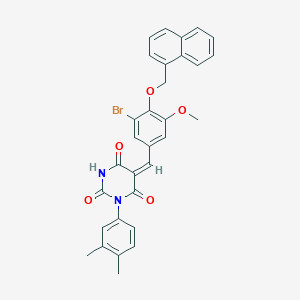 (5E)-5-[3-bromo-5-methoxy-4-(naphthalen-1-ylmethoxy)benzylidene]-1-(3,4-dimethylphenyl)pyrimidine-2,4,6(1H,3H,5H)-trione