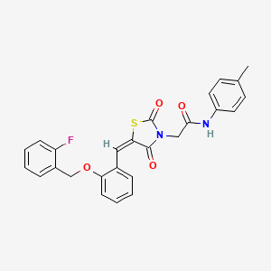 molecular formula C26H21FN2O4S B14922004 2-[(5E)-5-{2-[(2-fluorobenzyl)oxy]benzylidene}-2,4-dioxo-1,3-thiazolidin-3-yl]-N-(4-methylphenyl)acetamide 