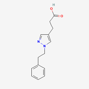 molecular formula C14H16N2O2 B1492201 3-[1-(2-phenylethyl)-1H-pyrazol-4-yl]propanoic acid CAS No. 2098070-51-8