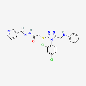 molecular formula C23H19Cl2N7OS B14922022 2-({4-(2,4-dichlorophenyl)-5-[(phenylamino)methyl]-4H-1,2,4-triazol-3-yl}sulfanyl)-N'-[(E)-pyridin-3-ylmethylidene]acetohydrazide 