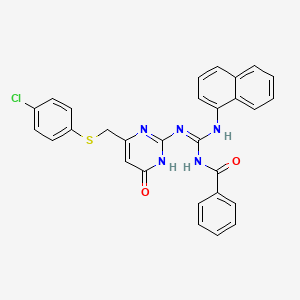 N-{[(6-{[(4-chlorophenyl)sulfanyl]methyl}-4-oxo-1,4-dihydropyrimidin-2-yl)amino](naphthalen-1-ylamino)methylidene}benzamide