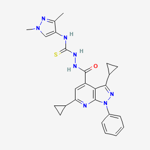 2-[(3,6-dicyclopropyl-1-phenyl-1H-pyrazolo[3,4-b]pyridin-4-yl)carbonyl]-N-(1,3-dimethyl-1H-pyrazol-4-yl)hydrazinecarbothioamide