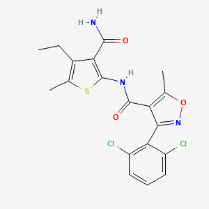 molecular formula C19H17Cl2N3O3S B14922034 N-(3-carbamoyl-4-ethyl-5-methylthiophen-2-yl)-3-(2,6-dichlorophenyl)-5-methyl-1,2-oxazole-4-carboxamide 