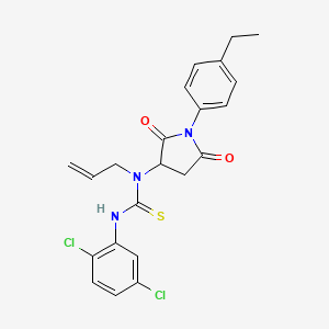 molecular formula C22H21Cl2N3O2S B14922076 3-(2,5-Dichlorophenyl)-1-[1-(4-ethylphenyl)-2,5-dioxopyrrolidin-3-yl]-1-prop-2-en-1-ylthiourea 