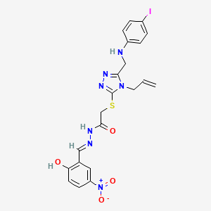 N'-[(E)-(2-hydroxy-5-nitrophenyl)methylidene]-2-{[5-{[(4-iodophenyl)amino]methyl}-4-(prop-2-en-1-yl)-4H-1,2,4-triazol-3-yl]sulfanyl}acetohydrazide