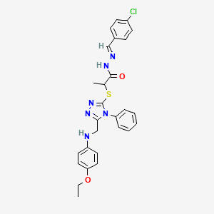 N'-[(E)-(4-chlorophenyl)methylidene]-2-[(5-{[(4-ethoxyphenyl)amino]methyl}-4-phenyl-4H-1,2,4-triazol-3-yl)sulfanyl]propanehydrazide