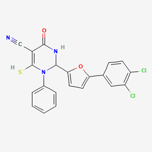 2-[5-(3,4-Dichlorophenyl)furan-2-yl]-4-hydroxy-1-phenyl-6-sulfanyl-1,2-dihydropyrimidine-5-carbonitrile