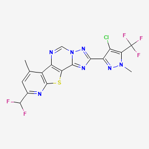 4-[4-chloro-1-methyl-5-(trifluoromethyl)pyrazol-3-yl]-13-(difluoromethyl)-11-methyl-16-thia-3,5,6,8,14-pentazatetracyclo[7.7.0.02,6.010,15]hexadeca-1(9),2,4,7,10(15),11,13-heptaene