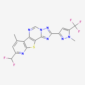 13-(difluoromethyl)-11-methyl-4-[1-methyl-5-(trifluoromethyl)pyrazol-3-yl]-16-thia-3,5,6,8,14-pentazatetracyclo[7.7.0.02,6.010,15]hexadeca-1(9),2,4,7,10(15),11,13-heptaene