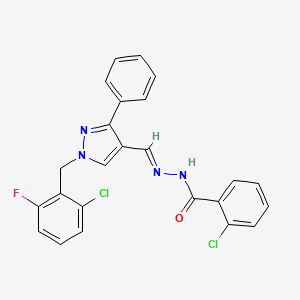 2-chloro-N'-{(E)-[1-(2-chloro-6-fluorobenzyl)-3-phenyl-1H-pyrazol-4-yl]methylidene}benzohydrazide