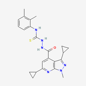 molecular formula C23H26N6OS B14922171 2-[(3,6-dicyclopropyl-1-methyl-1H-pyrazolo[3,4-b]pyridin-4-yl)carbonyl]-N-(2,3-dimethylphenyl)hydrazinecarbothioamide 