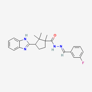 3-(1H-benzimidazol-2-yl)-N'-[(E)-(3-fluorophenyl)methylidene]-1,2,2-trimethylcyclopentanecarbohydrazide