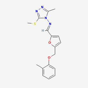 3-methyl-N-[(E)-{5-[(2-methylphenoxy)methyl]furan-2-yl}methylidene]-5-(methylsulfanyl)-4H-1,2,4-triazol-4-amine