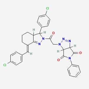 1-{2-[(7E)-7-(4-chlorobenzylidene)-3-(4-chlorophenyl)-3,3a,4,5,6,7-hexahydro-2H-indazol-2-yl]-2-oxoethyl}-5-phenyl-3a,6a-dihydropyrrolo[3,4-d][1,2,3]triazole-4,6(1H,5H)-dione