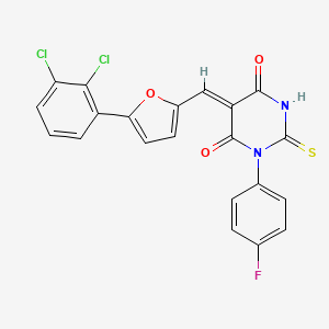 molecular formula C21H11Cl2FN2O3S B14922283 (5Z)-5-{[5-(2,3-dichlorophenyl)furan-2-yl]methylidene}-1-(4-fluorophenyl)-2-sulfanylpyrimidine-4,6(1H,5H)-dione 