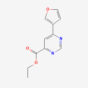 molecular formula C11H10N2O3 B1492229 6-(呋喃-3-基)嘧啶-4-羧酸乙酯 CAS No. 2098105-24-7