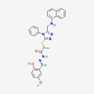 N'-[(E)-(2-hydroxy-5-methoxyphenyl)methylidene]-2-({5-[(naphthalen-1-ylamino)methyl]-4-phenyl-4H-1,2,4-triazol-3-yl}sulfanyl)propanehydrazide