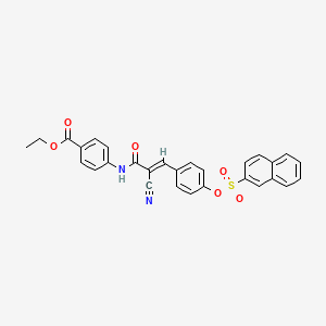 ethyl 4-{[(2E)-2-cyano-3-{4-[(naphthalen-2-ylsulfonyl)oxy]phenyl}prop-2-enoyl]amino}benzoate