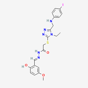 2-({4-ethyl-5-[(4-iodoanilino)methyl]-4H-1,2,4-triazol-3-yl}sulfanyl)-N'-(2-hydroxy-5-methoxybenzylidene)acetohydrazide