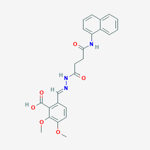 2,3-dimethoxy-6-[(E)-{2-[4-(naphthalen-1-ylamino)-4-oxobutanoyl]hydrazinylidene}methyl]benzoic acid