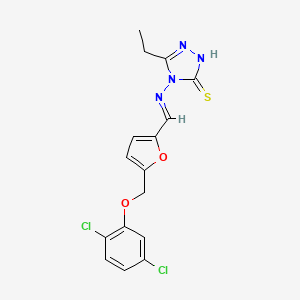 4-{[(E)-{5-[(2,5-dichlorophenoxy)methyl]furan-2-yl}methylidene]amino}-5-ethyl-4H-1,2,4-triazole-3-thiol