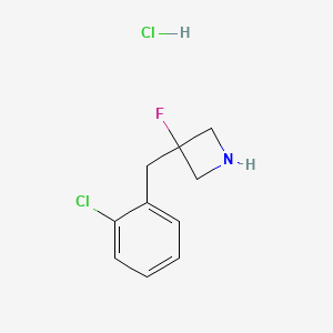 molecular formula C10H12Cl2FN B1492245 3-[(2-氯苯基)甲基]-3-氟氮杂环丁烷盐酸盐 CAS No. 2098154-00-6