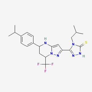 4-(2-methylpropyl)-5-{5-[4-(propan-2-yl)phenyl]-7-(trifluoromethyl)-4,5,6,7-tetrahydropyrazolo[1,5-a]pyrimidin-2-yl}-4H-1,2,4-triazole-3-thiol