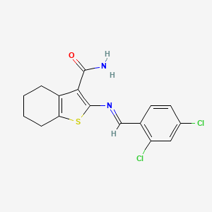 2-{[(E)-(2,4-dichlorophenyl)methylidene]amino}-4,5,6,7-tetrahydro-1-benzothiophene-3-carboxamide