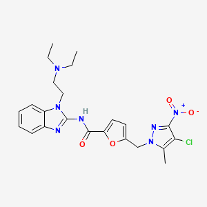 5-[(4-chloro-5-methyl-3-nitro-1H-pyrazol-1-yl)methyl]-N-{1-[2-(diethylamino)ethyl]-1H-benzimidazol-2-yl}furan-2-carboxamide