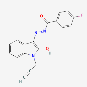 4-fluoro-N'-[(3E)-2-oxo-1-(prop-2-yn-1-yl)-1,2-dihydro-3H-indol-3-ylidene]benzohydrazide