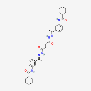 N~1~-{3-[1-((E)-2-{4-[2-((E)-1-{3-[(Cyclohexylcarbonyl)amino]phenyl}ethylidene)hydrazino]-4-oxobutanoyl}hydrazono)ethyl]phenyl}-1-cyclohexanecarboxamide